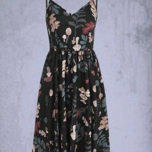ROMWE Mushroom Print Forest Leaves Dress